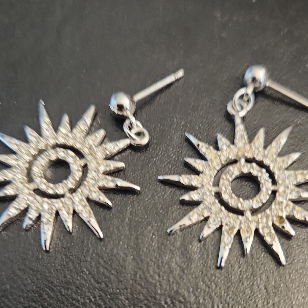 Silver Sunburst Earrings